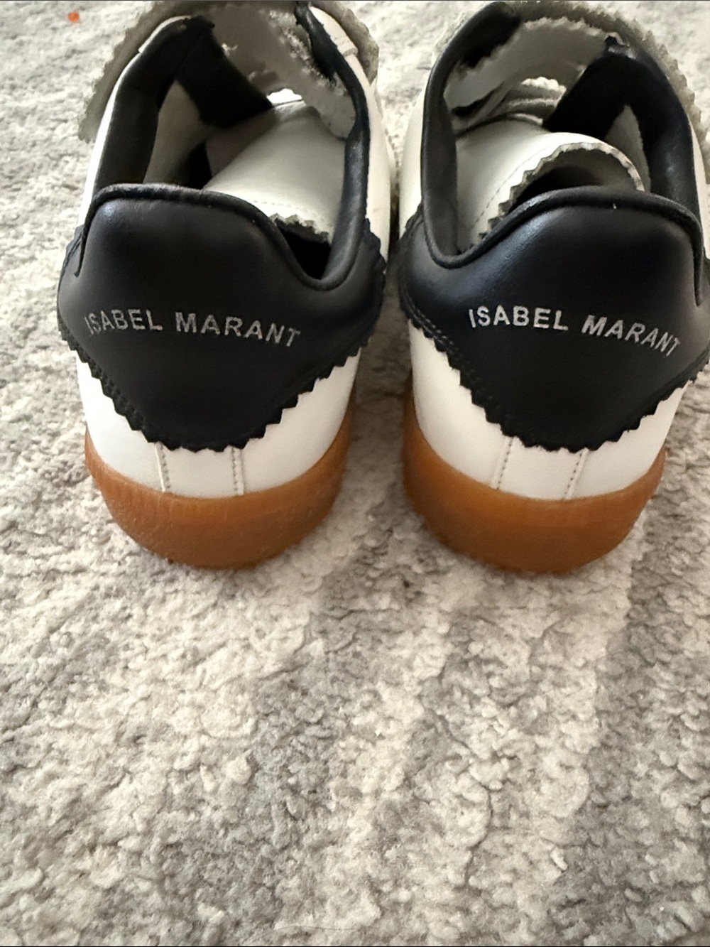 Isabel Marant White Leather Sneakers with Black Heel and Gum Sole
